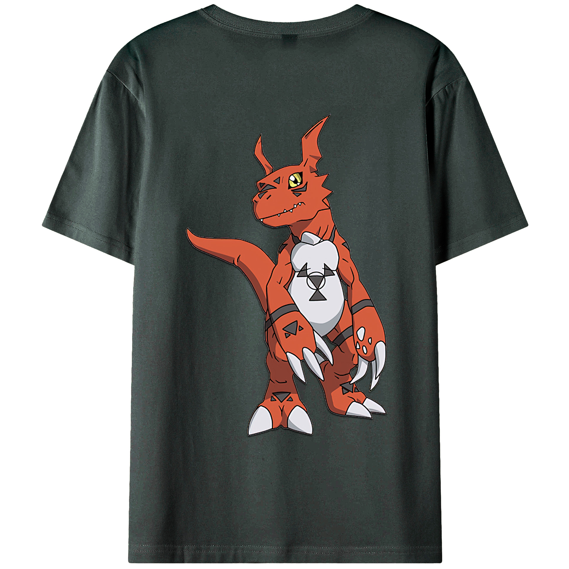 （画像用） Digimon デジタルモンスター/デジモン 綿100％ メンズ半袖Tシャツ（バックプリント） 通気性